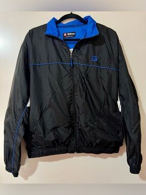 Vintage Men’s Wilson Black and Blue Windbreaker